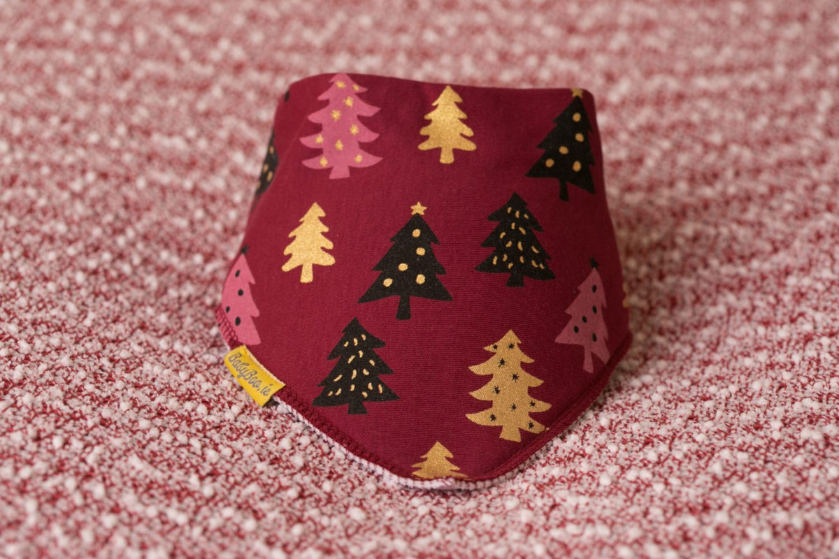 Festive trees organic cotton DribbleBoo bandana bib