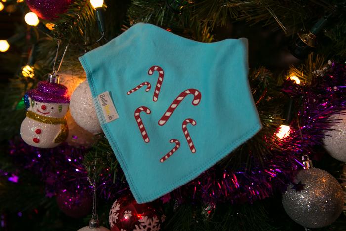 Turquoise Candy Canes organic cotton bandana bib