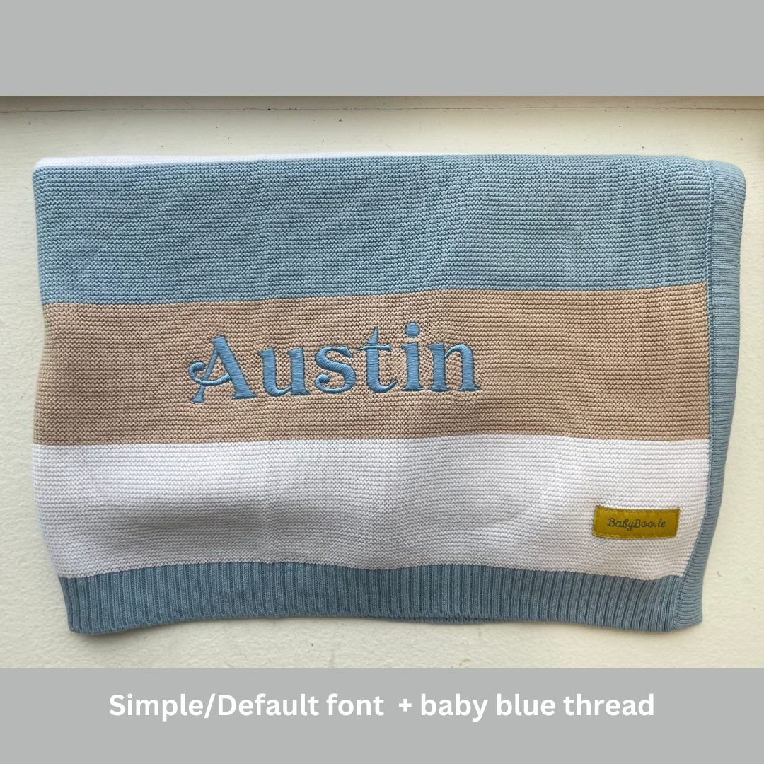 Organic cotton blue/taupe stripes BlankieBoo