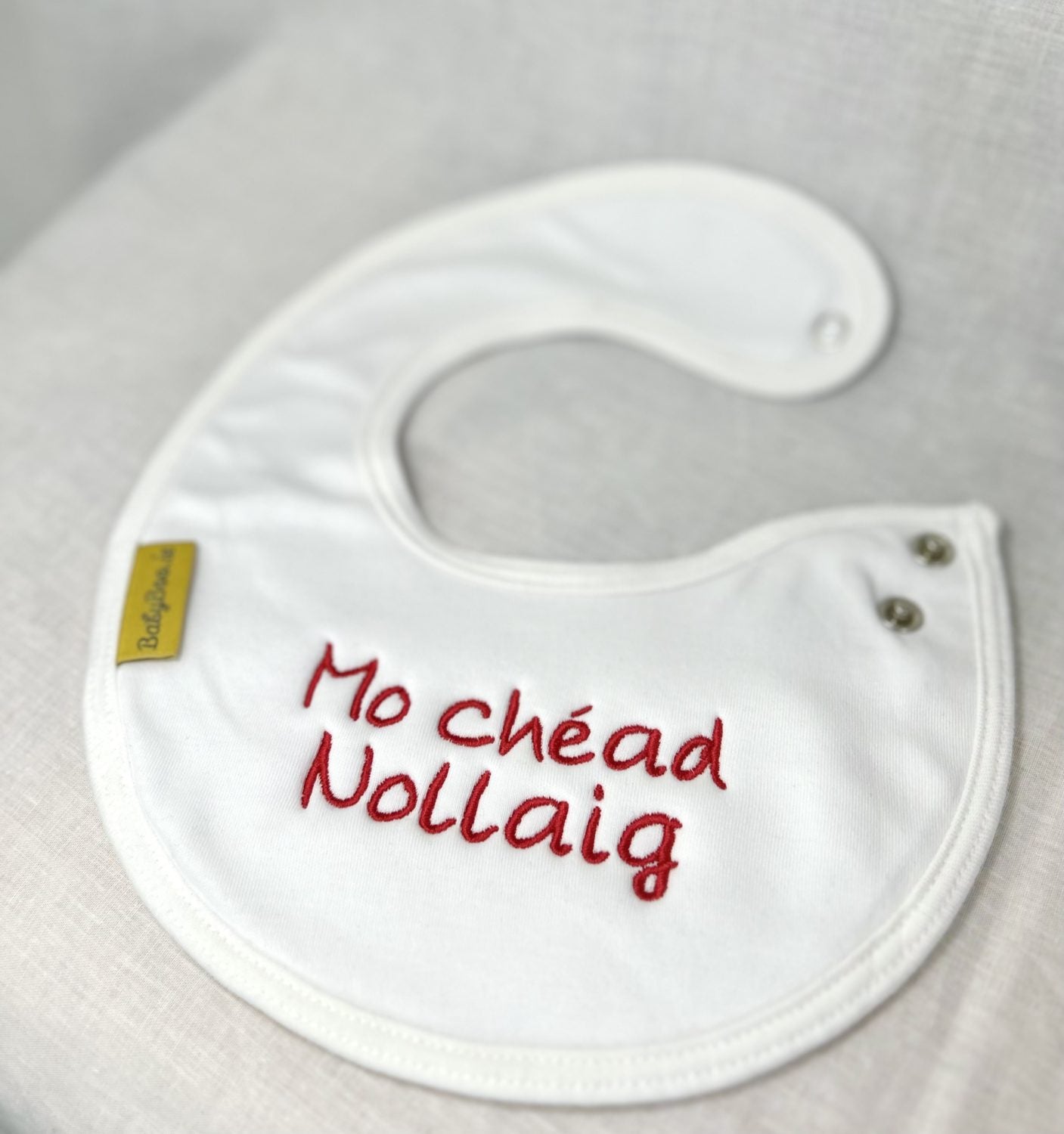 Mo Chéad Nollaig organic cotton LittleBoo newborn bib