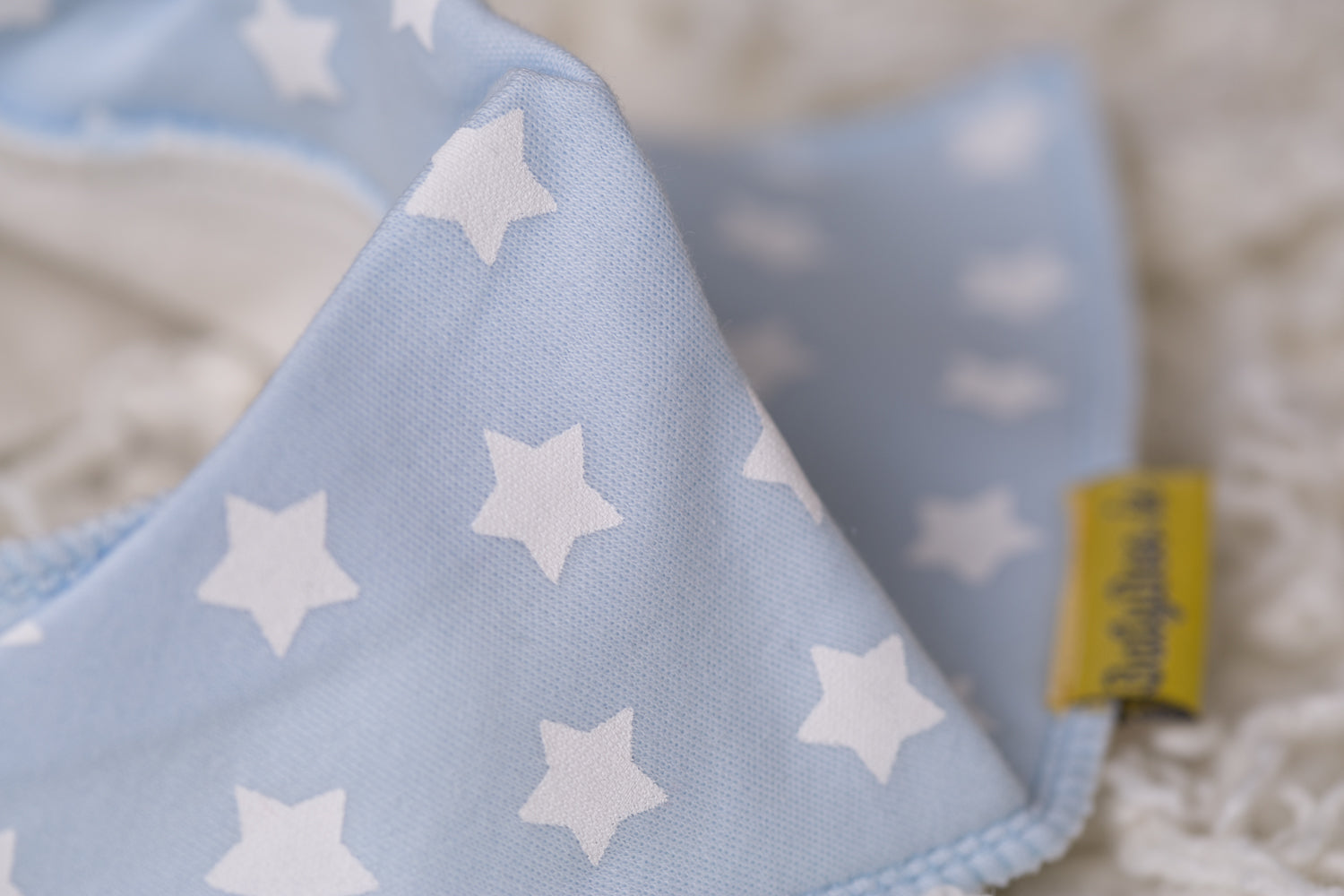 Baby blue with white stars organic cotton LittleBoo baby bib
