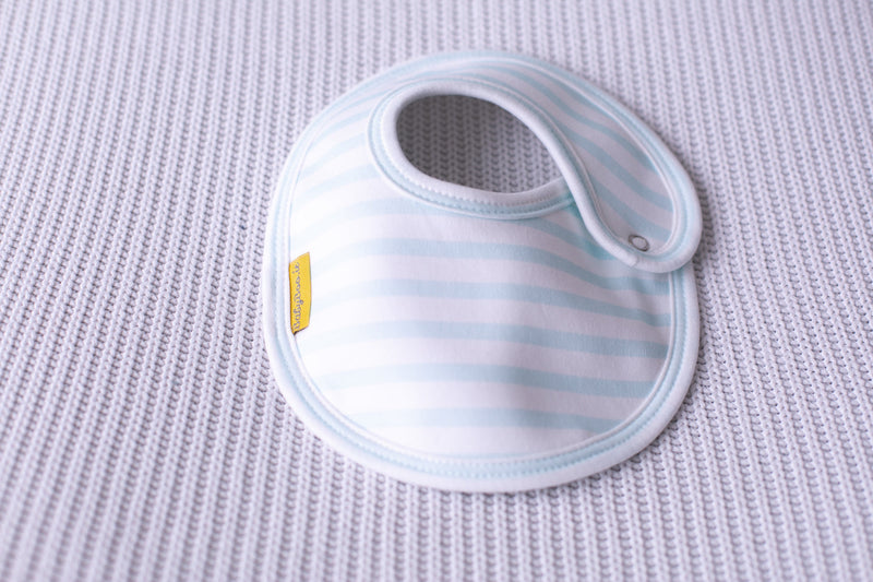 Aqua stripes organic cotton LittleBoo baby bib