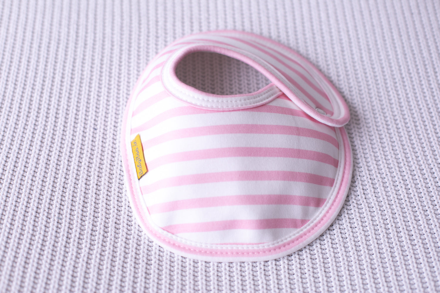 Pink stripes organic cotton LittleBoo baby bib