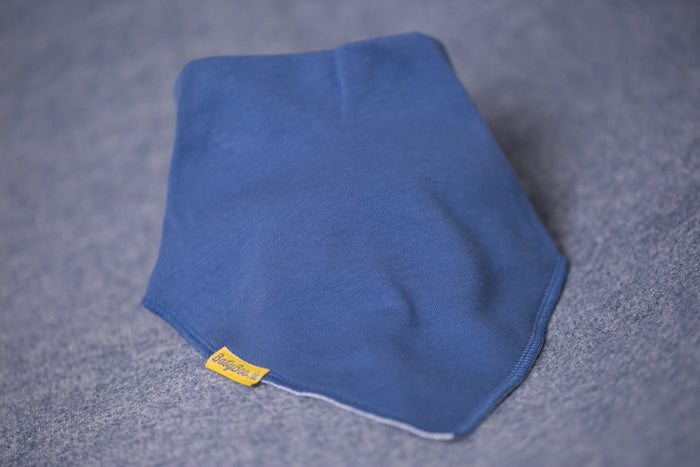 Plain blue organic cotton BiggerBoo bandana bib (age 3+)