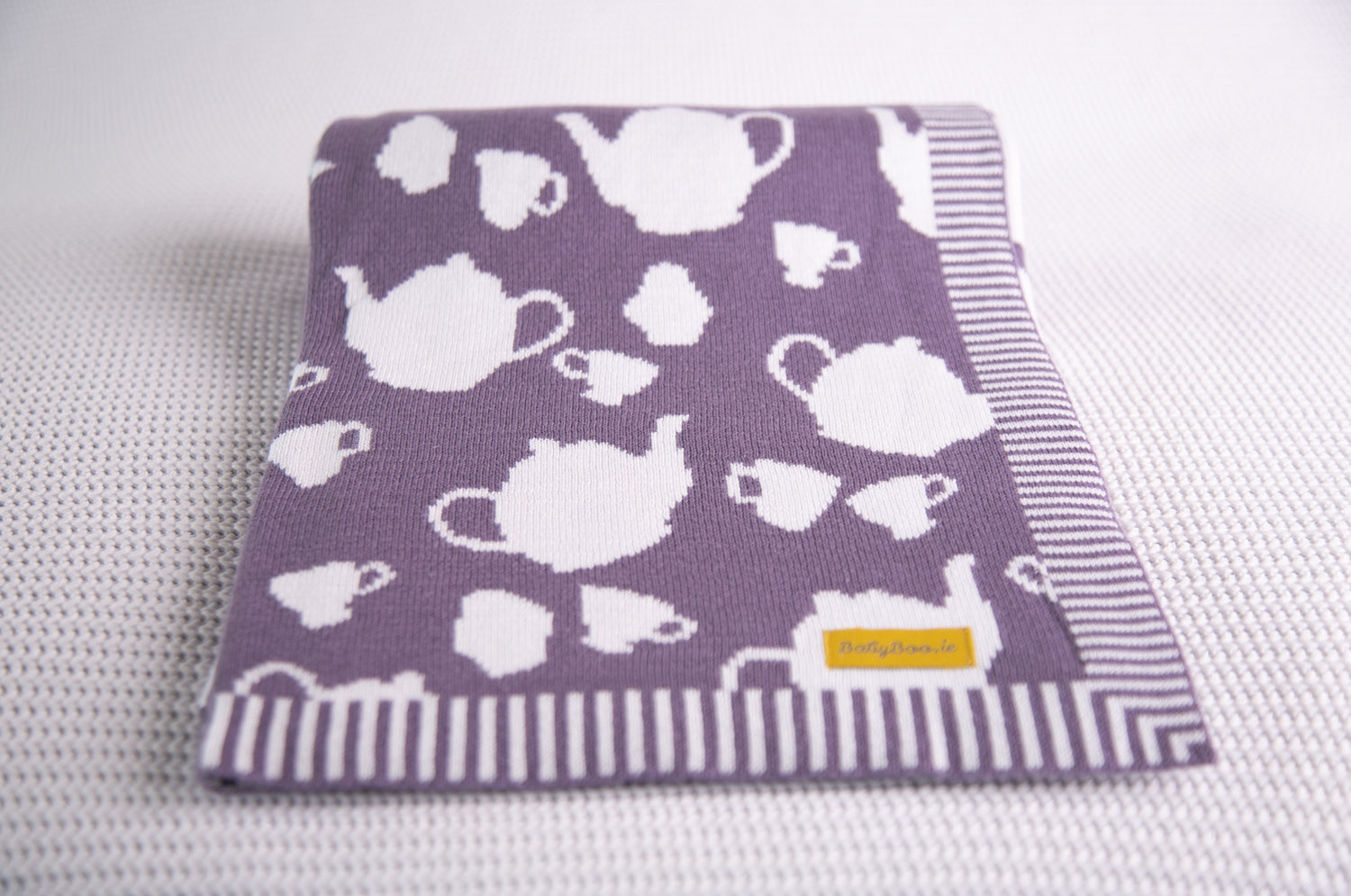 Organic cotton dark purple teatime BlankieBoo