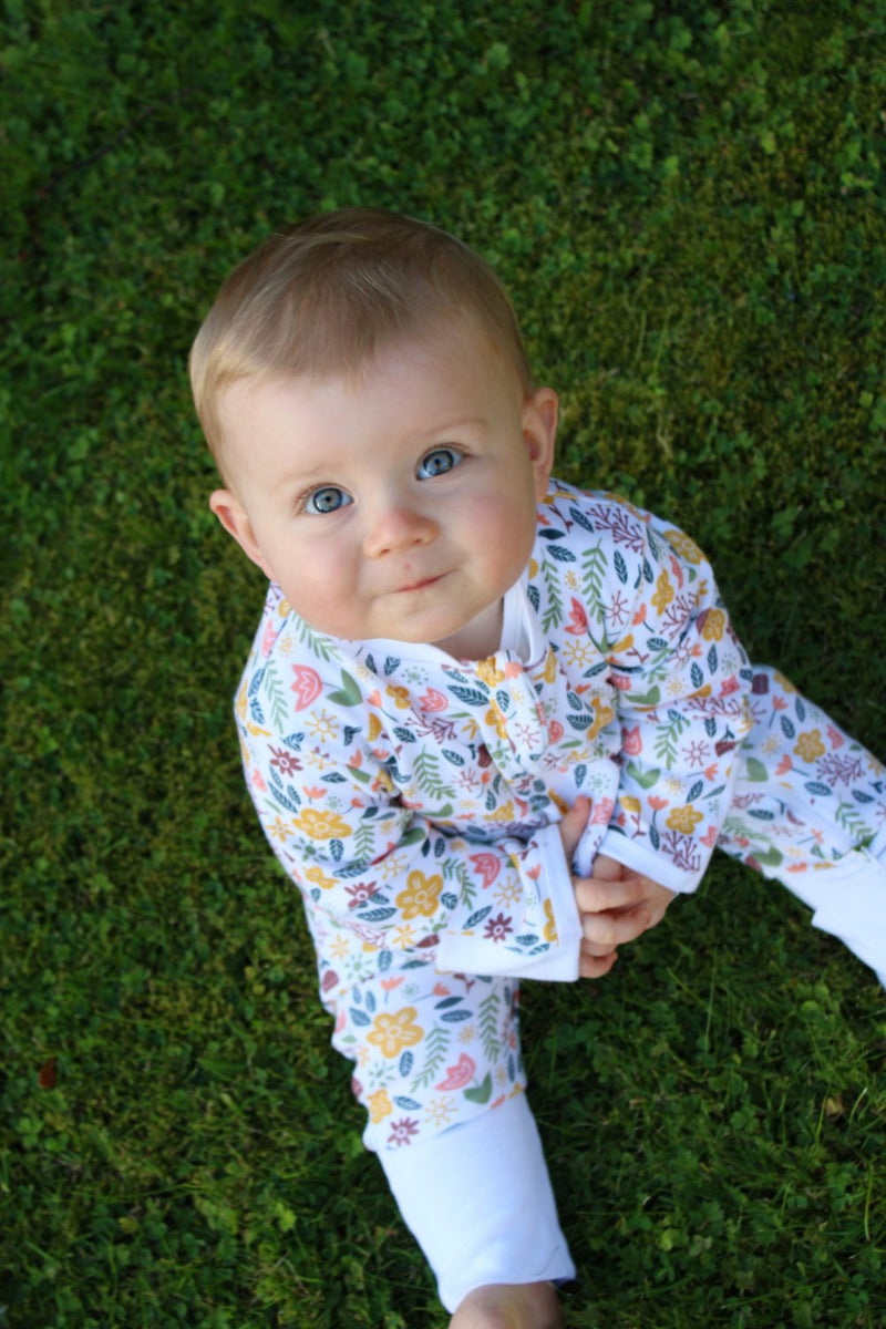 Retro Floral organic cotton ZippyBoo suit