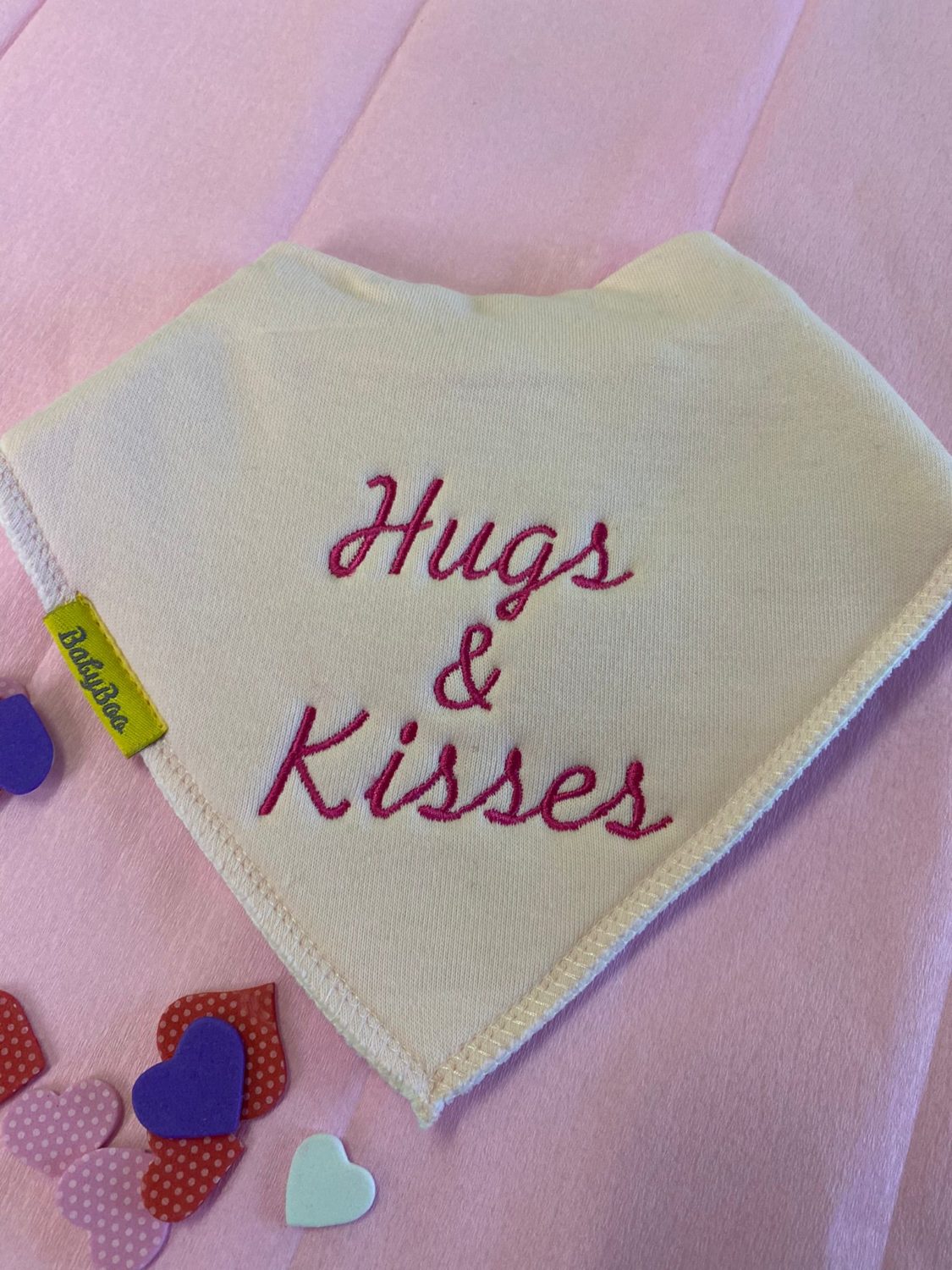 Hugs and Kisses organic cotton bandana bib