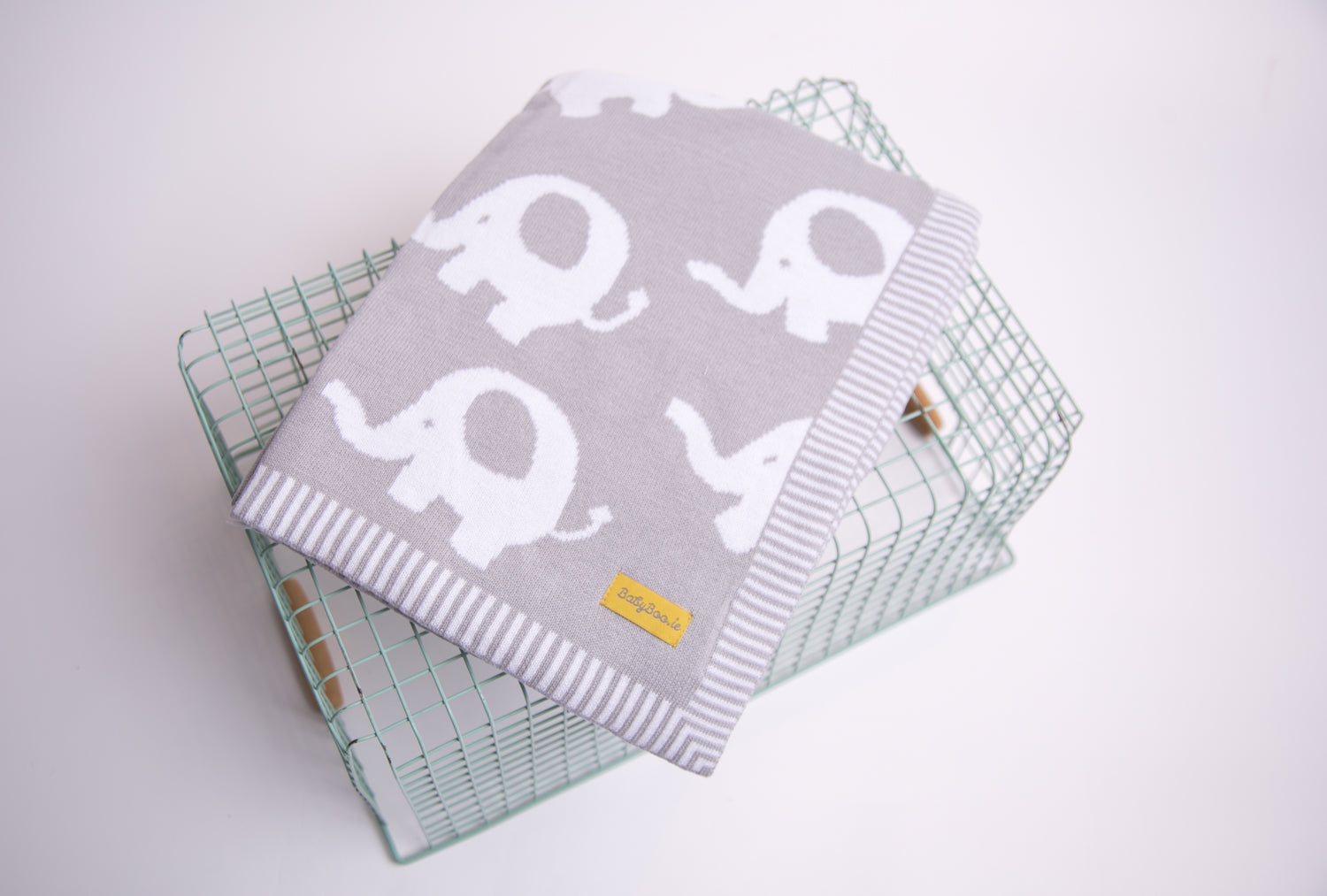 Organic cotton grey Ellie elephant BlankieBoo
