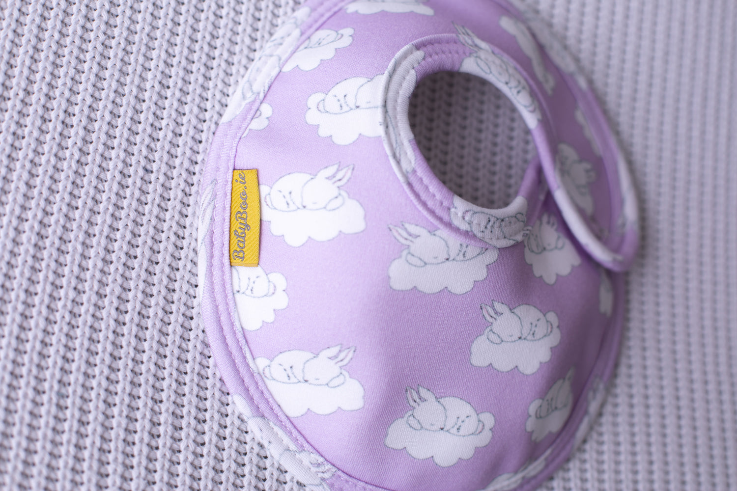 Lilac bunnies organic cotton LittleBoo baby bib