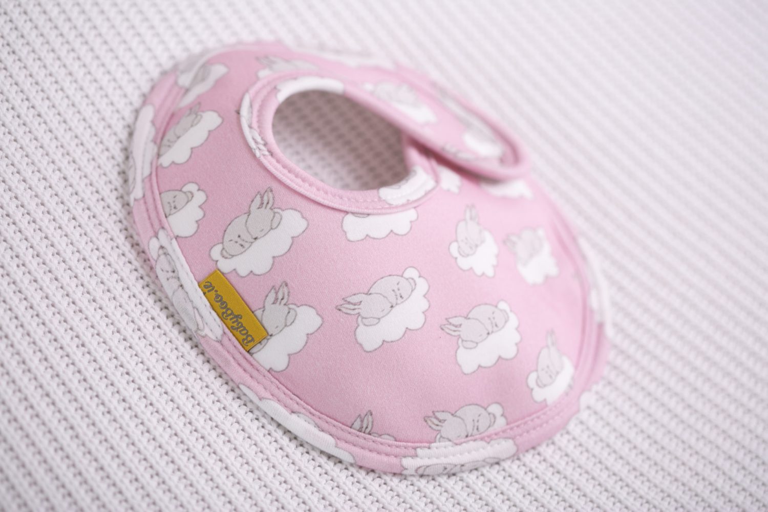 Pink sleepy bunnies organic cotton LittleBoo baby bib