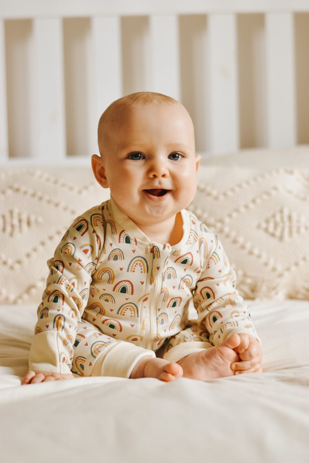 Boho Rainbows organic cotton ZippyBoo suit