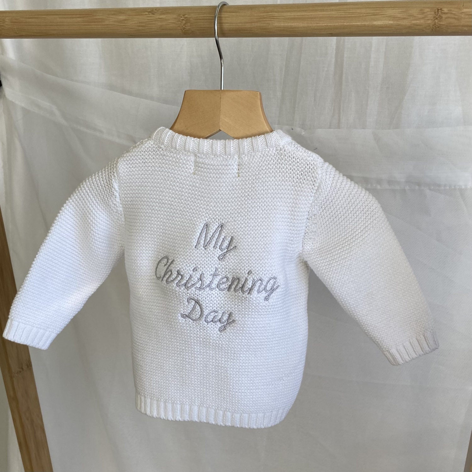My Christening Day organic cotton zipped cardigan