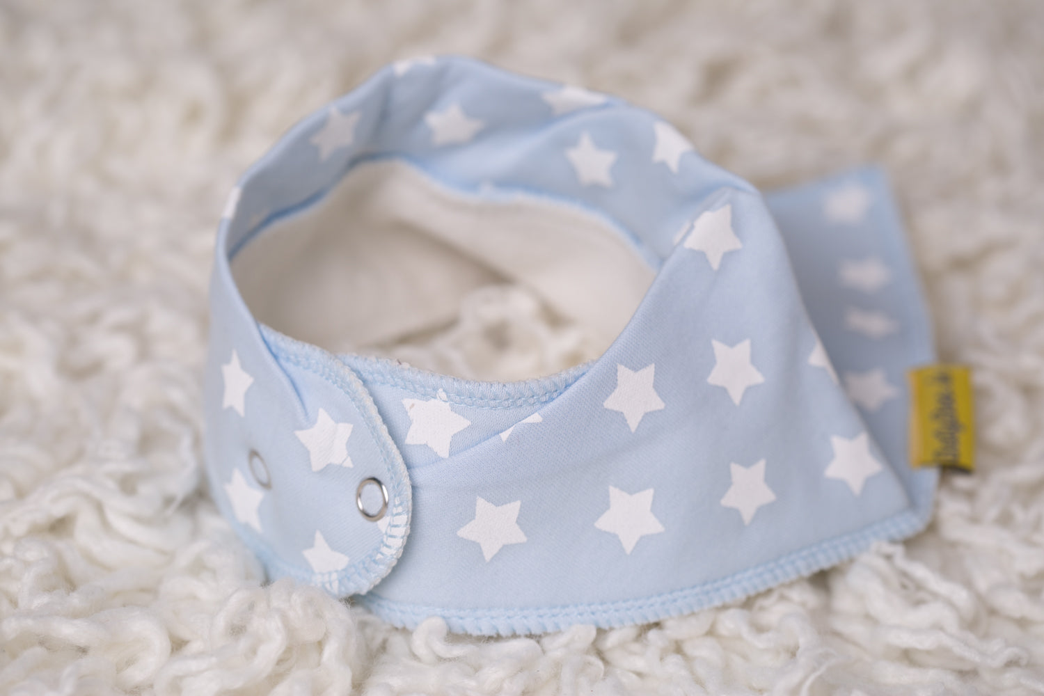Baby blue with white stars organic cotton LittleBoo baby bib