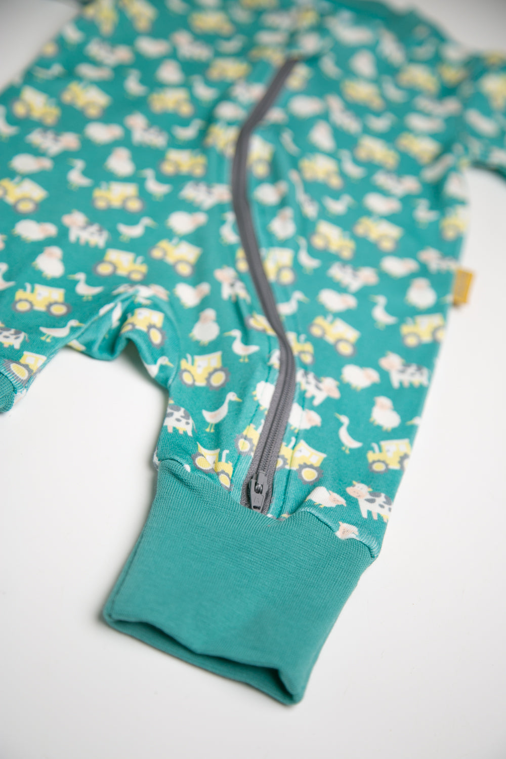 Jade Farmyard organic cotton ZippyBoo suit