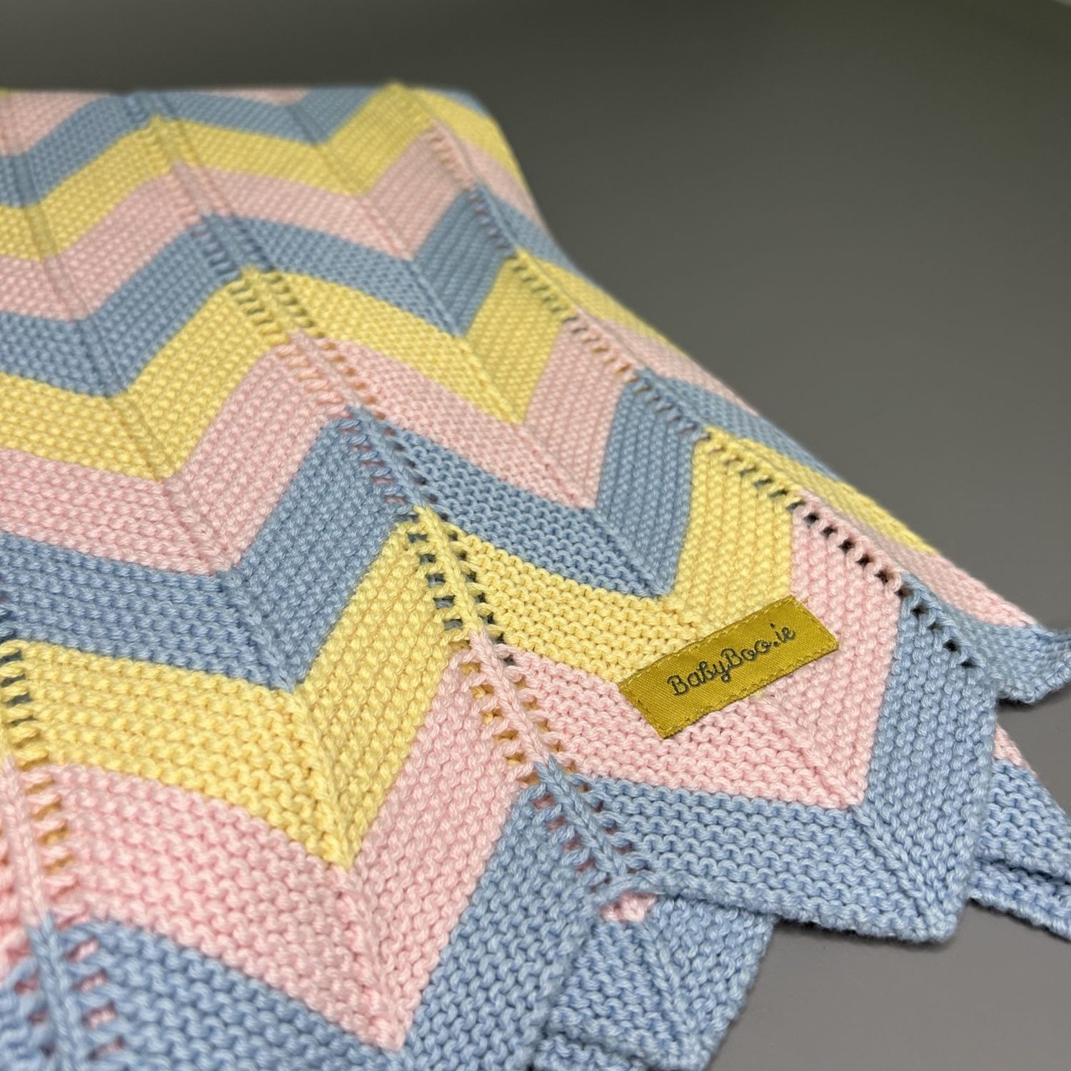 Pastel toned chevron organic cotton BlankieBoo