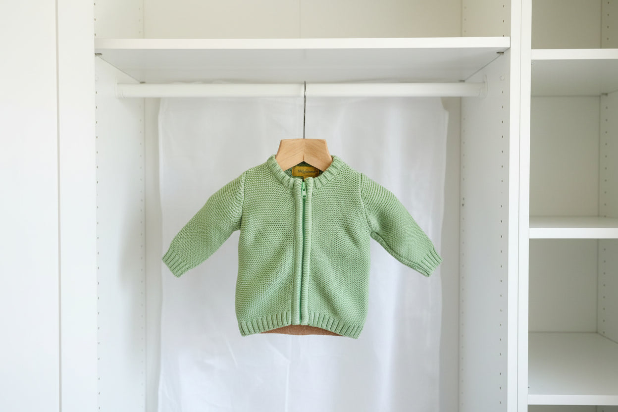 Apple organic cotton zipped cardigan