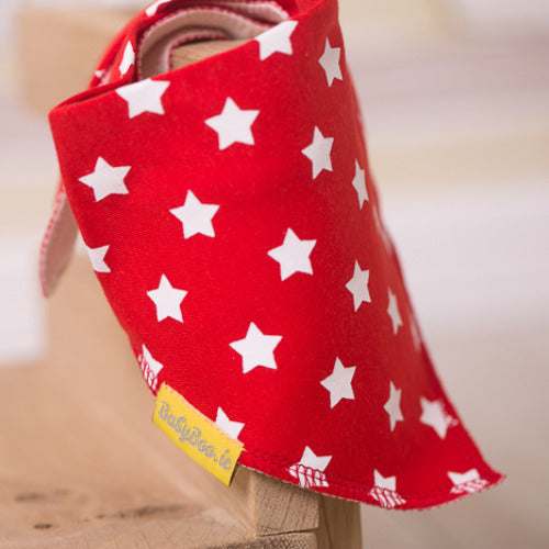 Red stars organic cotton DribbleBoo bandana bib
