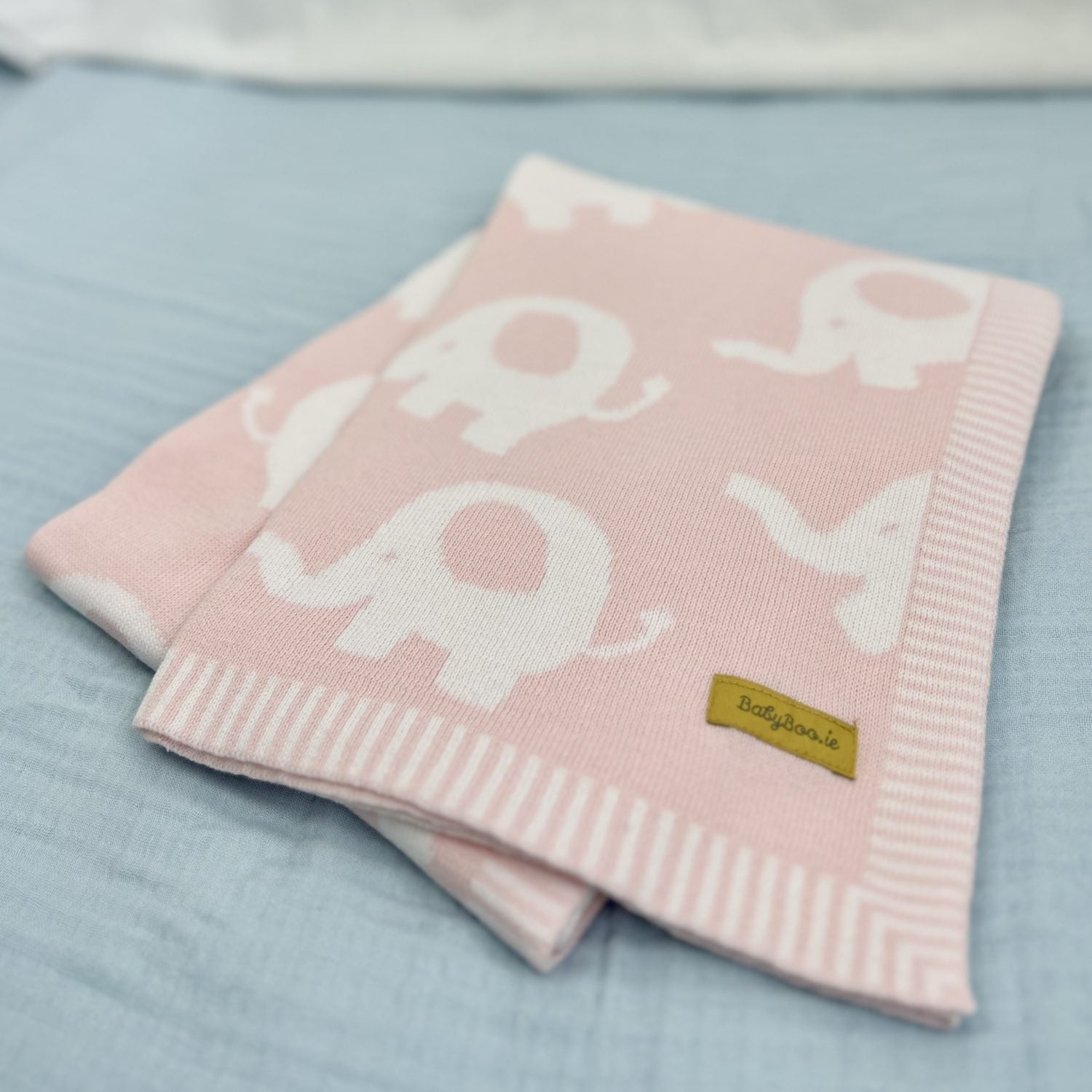 Organic cotton pink Ellie elephant BlankieBoo