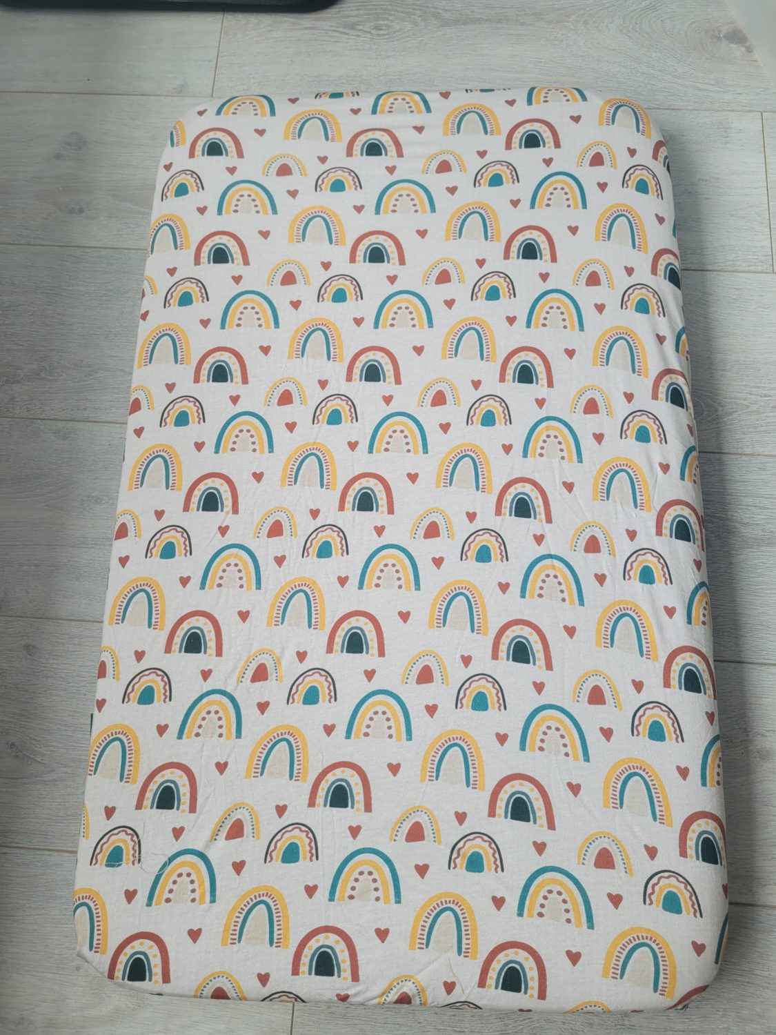 Boho Rainbows organic cotton BeddyBoo fitted sheet