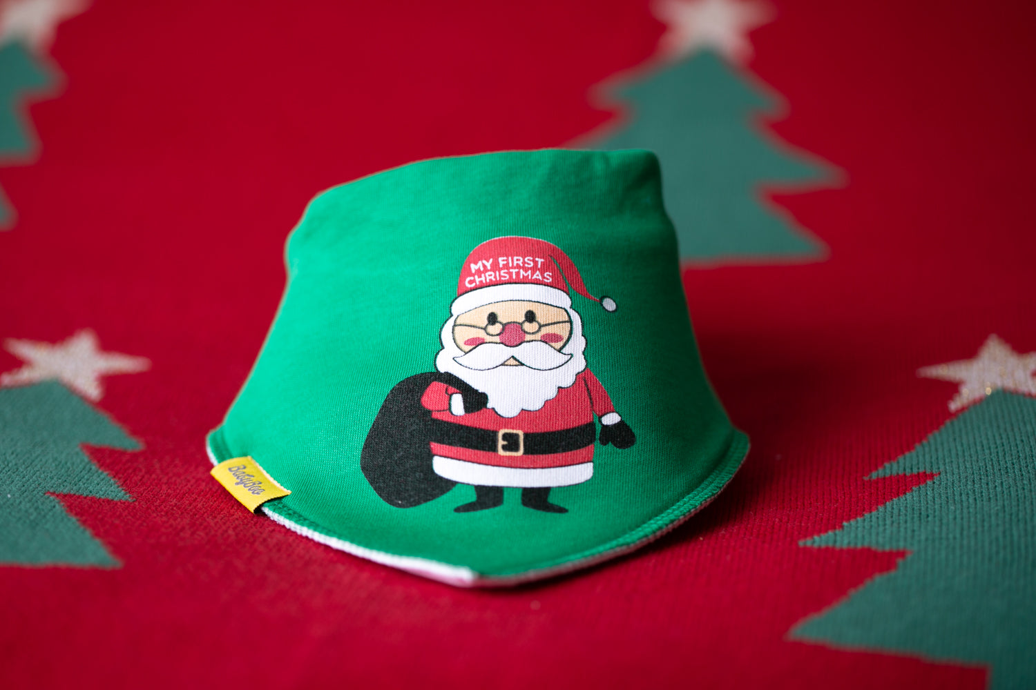 Green my first Christmas Santa organic cotton bandana bib