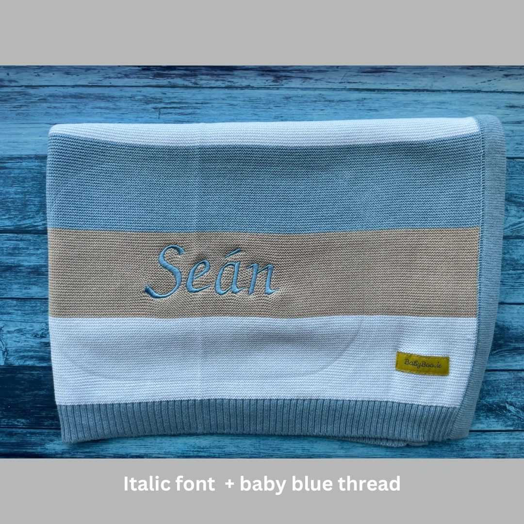 Organic cotton blue/taupe stripes BlankieBoo