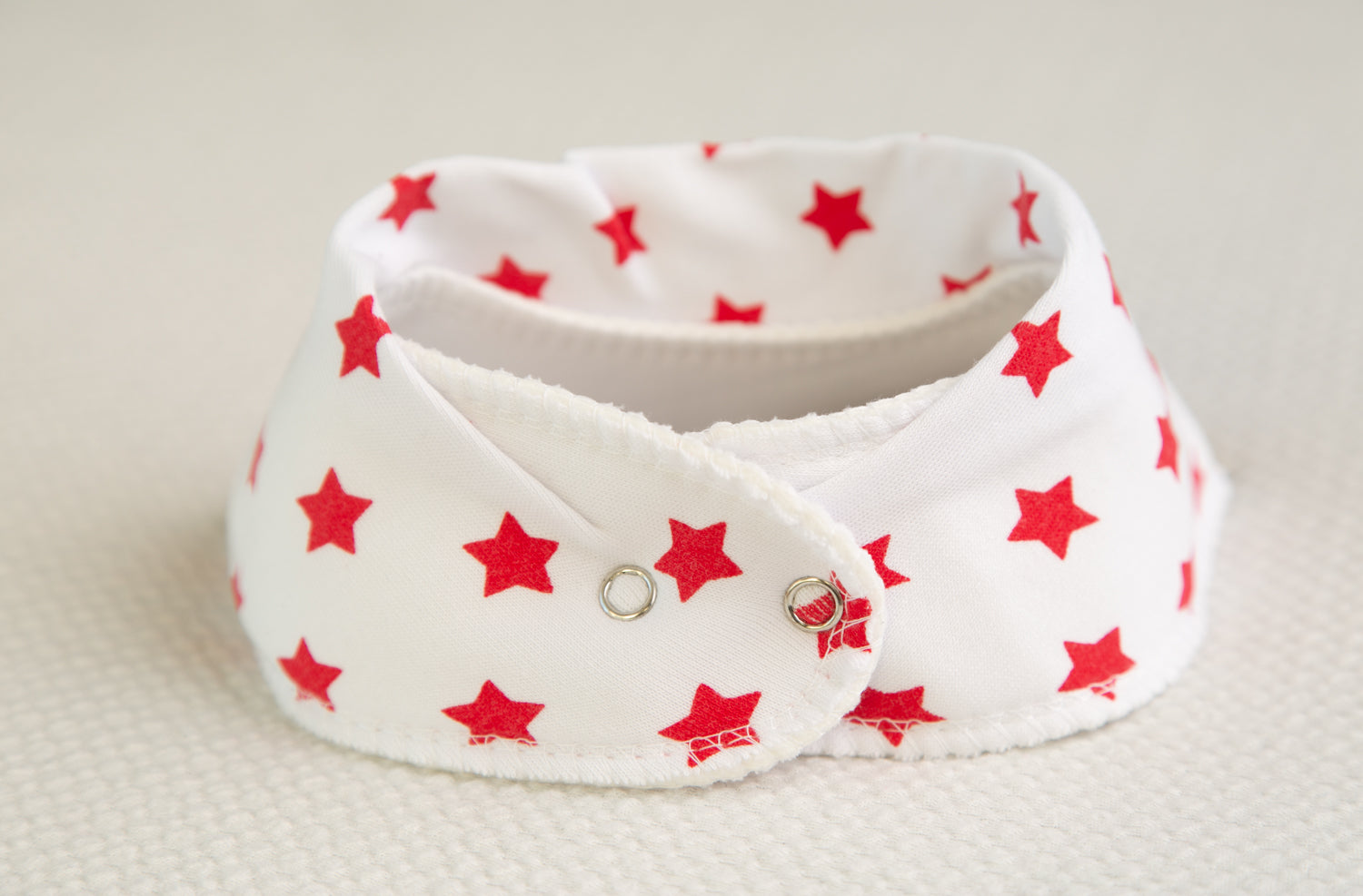 White with Red stars organic cotton DribbleBoo bandana bib