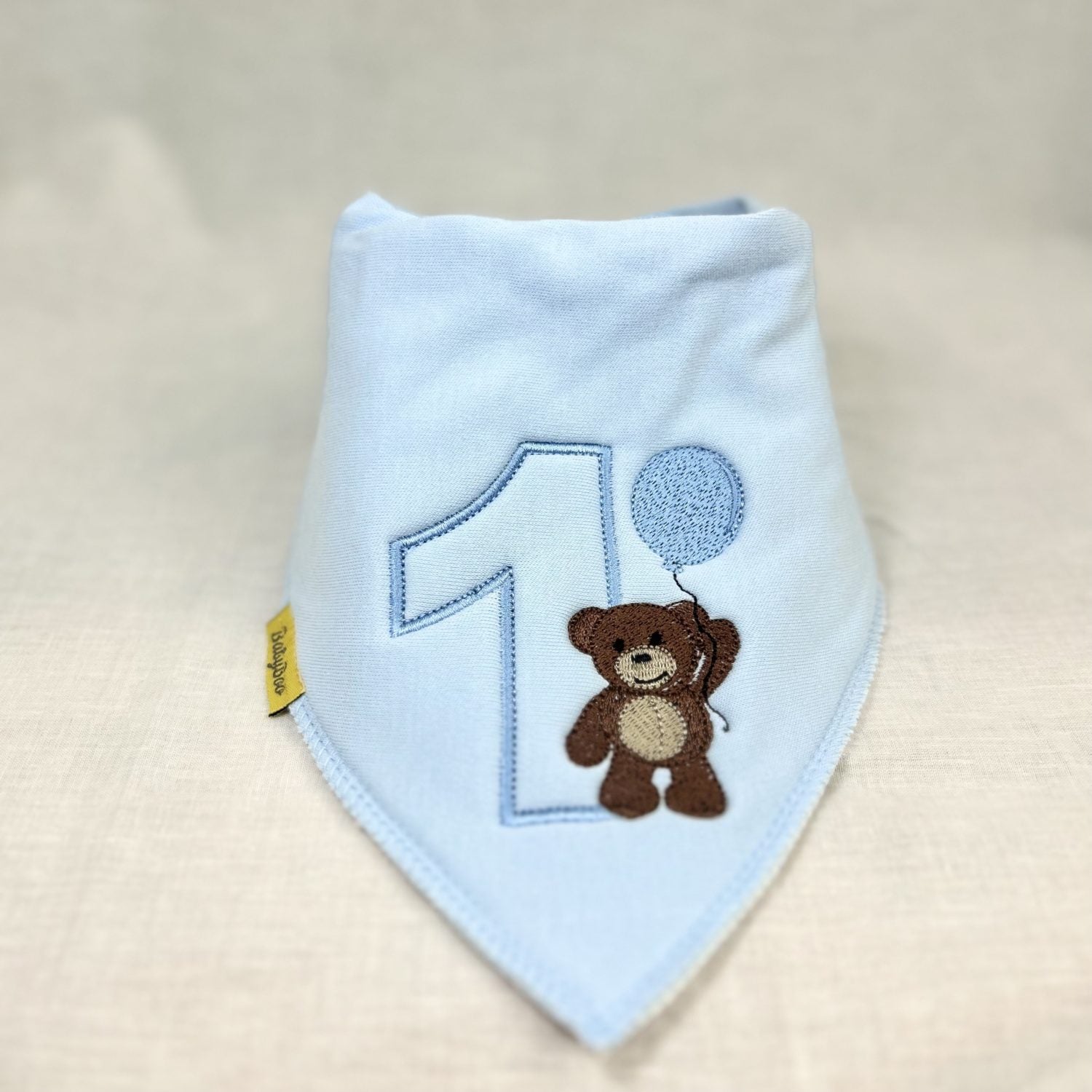 His first birthday teddy bear organic cotton Dribbleboo bandana bib