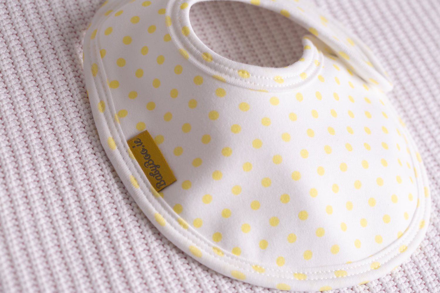 Lemon polka organic cotton LittleBoo baby bib