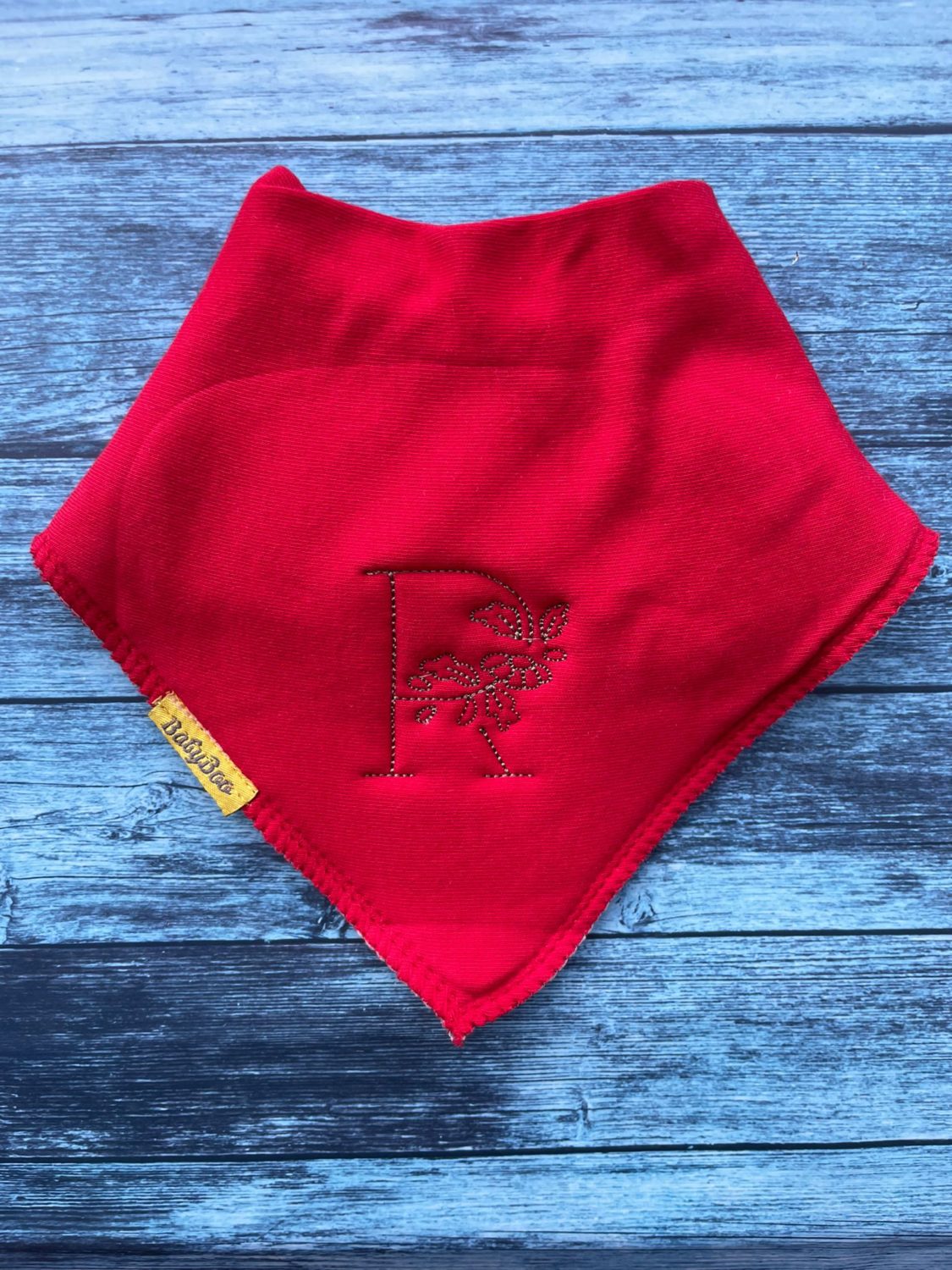 Botanical Letter Organic Cotton DribbleBoo Bandana Bib