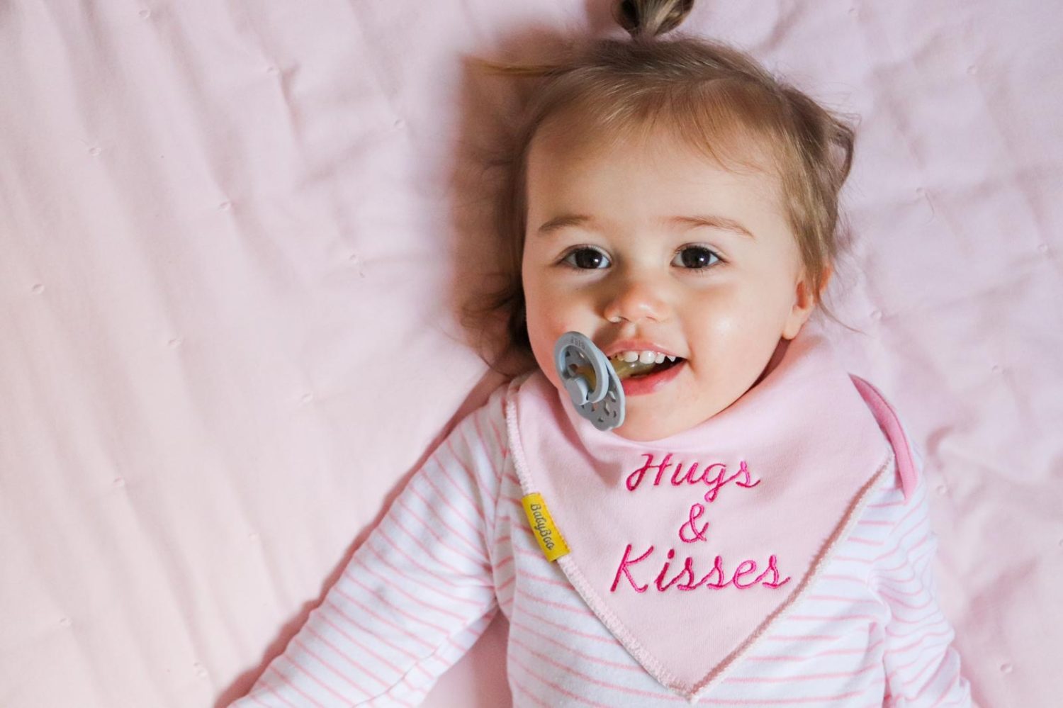 Hugs and Kisses organic cotton bandana bib