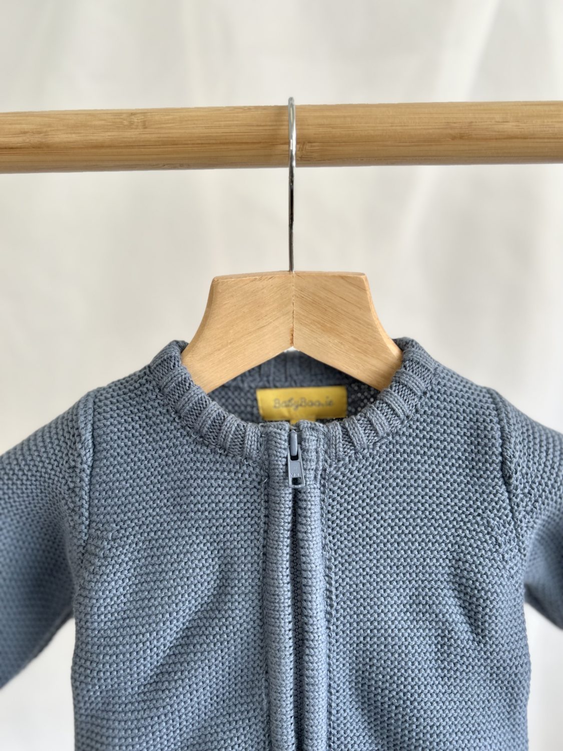 Indigo organic cotton zipped cardigan
