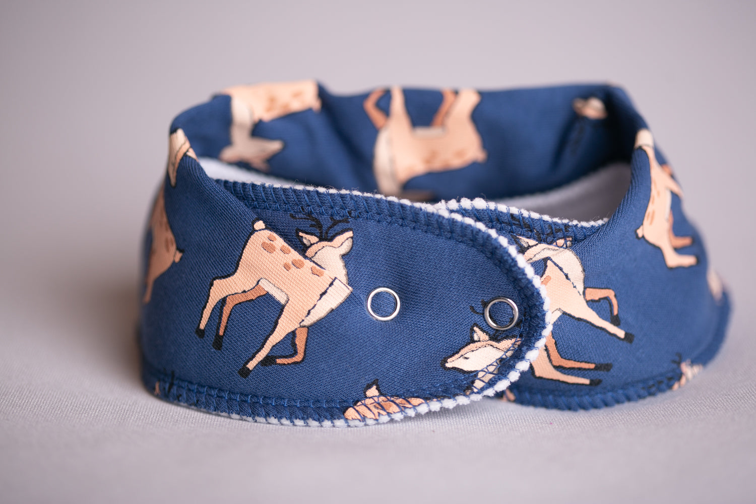 Navy deer organic cotton DribbleBoo bandana bib
