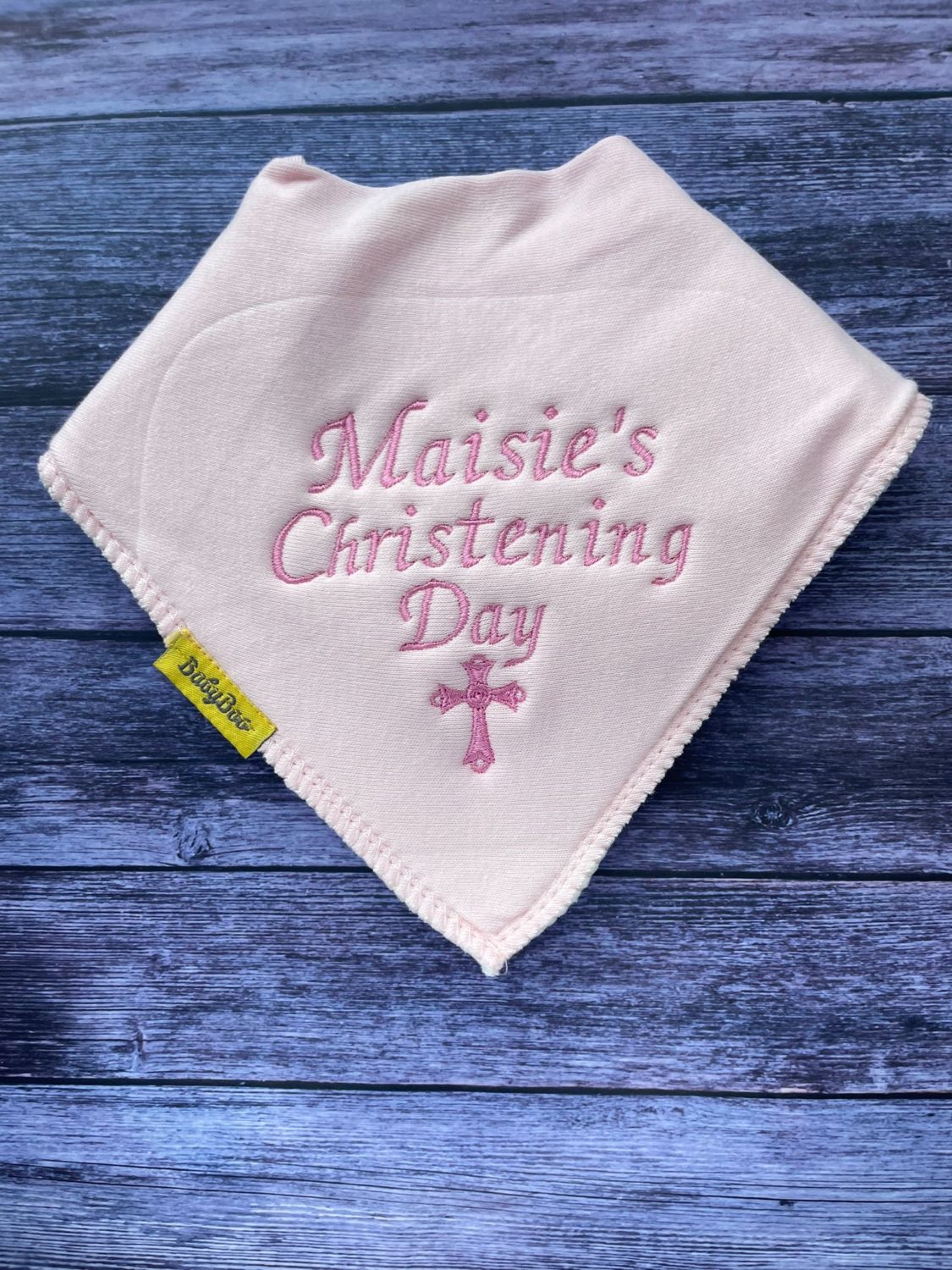 Name Christening Day organic cotton Christening bib