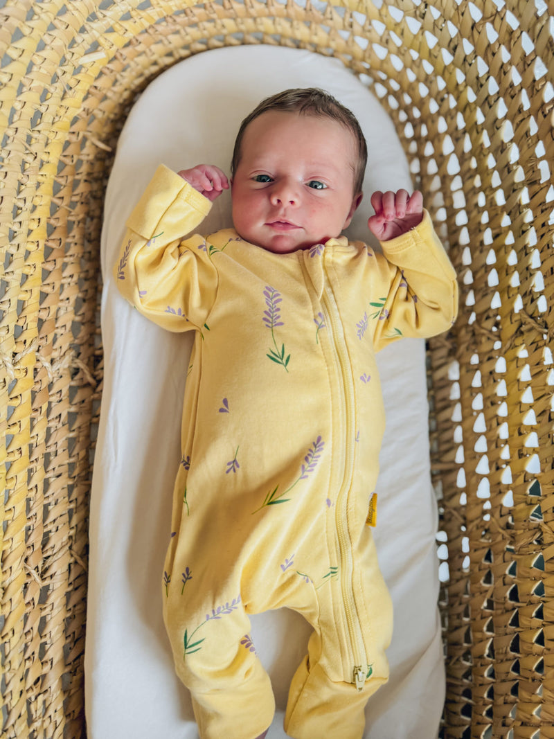 Lemon lavender organic cotton ZippyBoo suit
