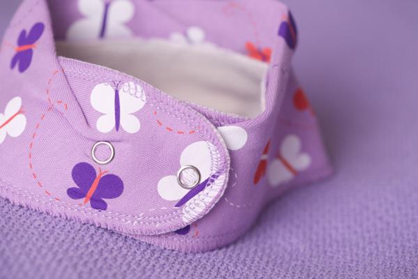 Lilac fly fly butterfly organic cotton DribbleBoo bandana bib