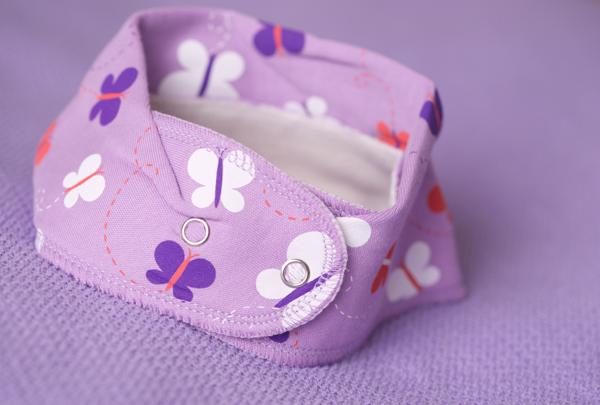 Lilac fly fly butterfly organic cotton DribbleBoo bandana bib