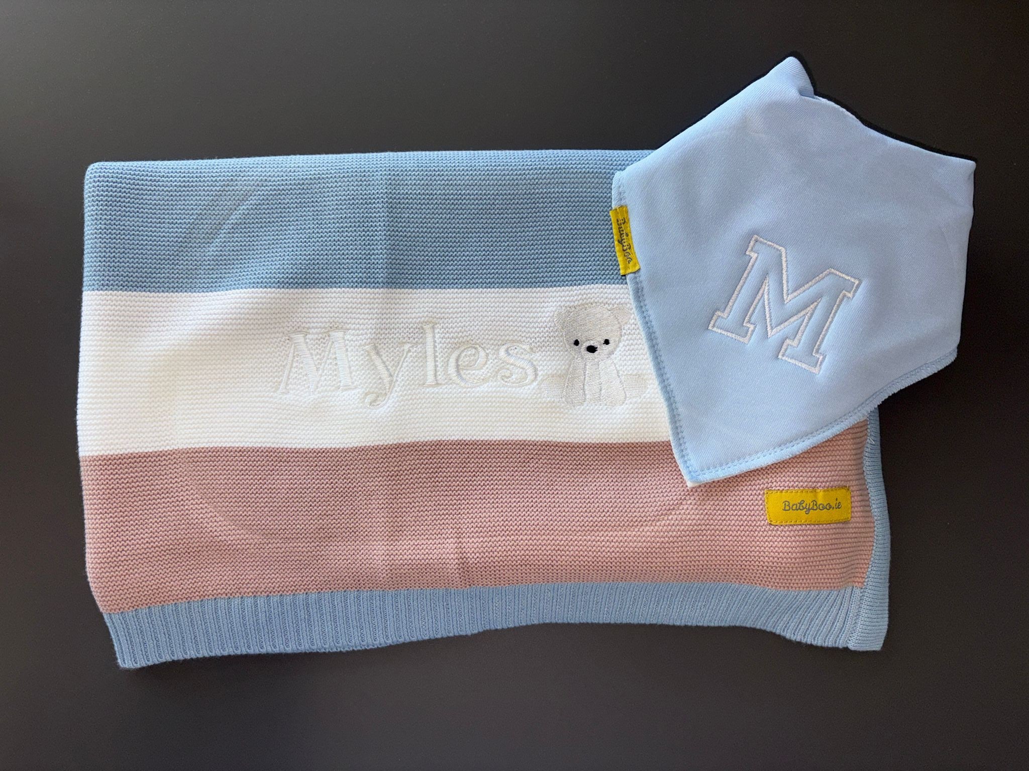 Organic cotton blue/taupe stripes BlankieBoo
