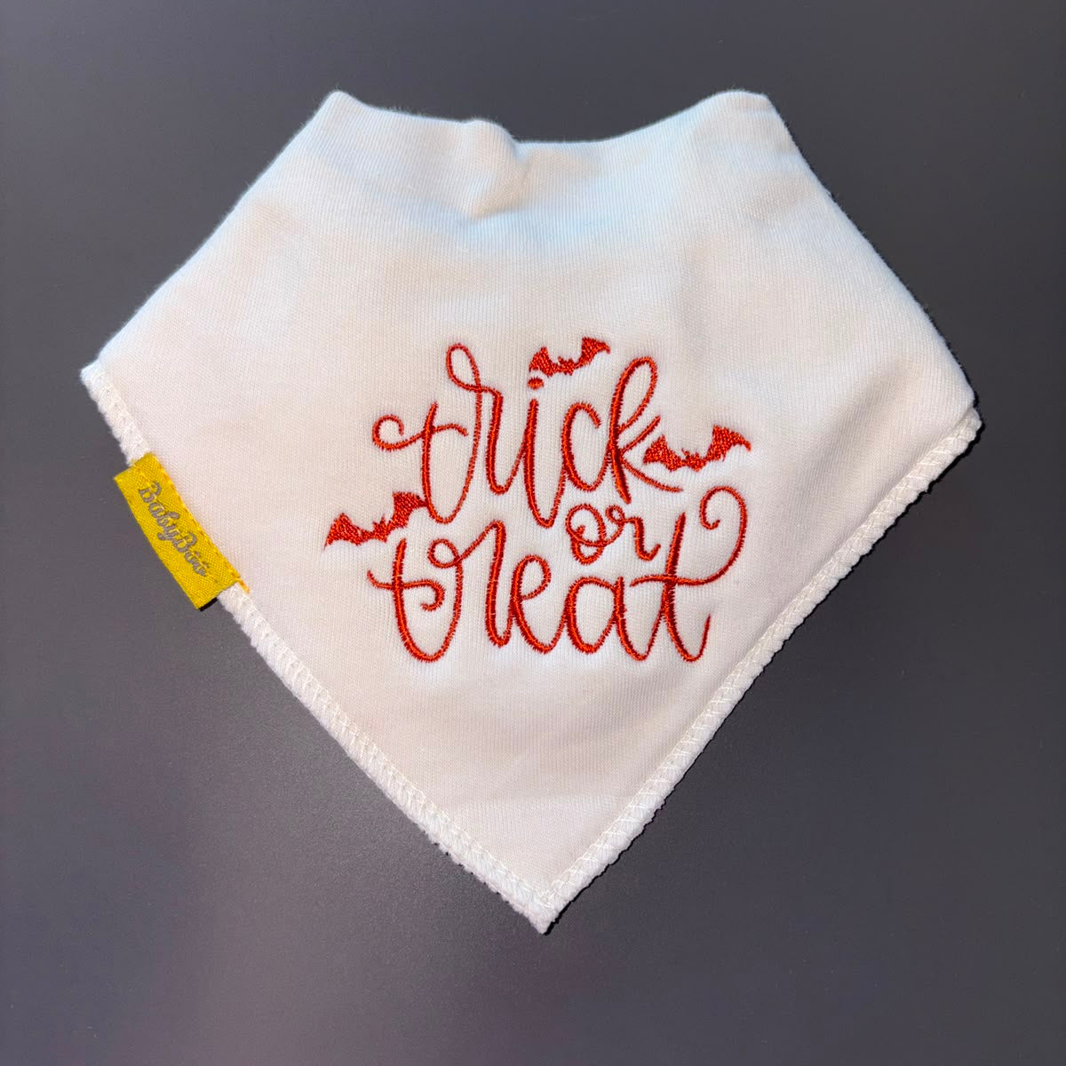 Trick or treat organic cotton DribbleBoo bandana bib