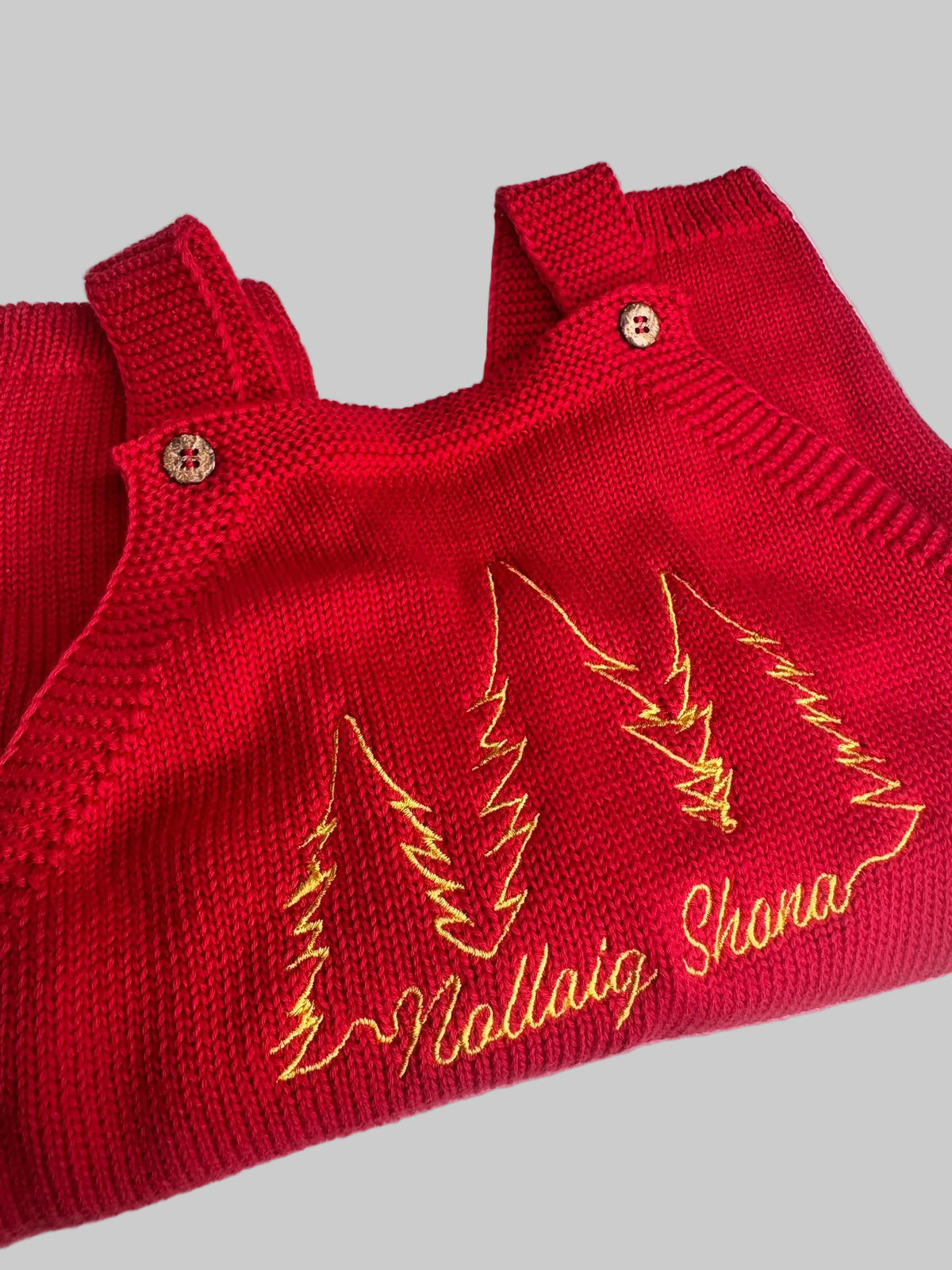 SALE - Red Organic Cotton Knitted Dungarees