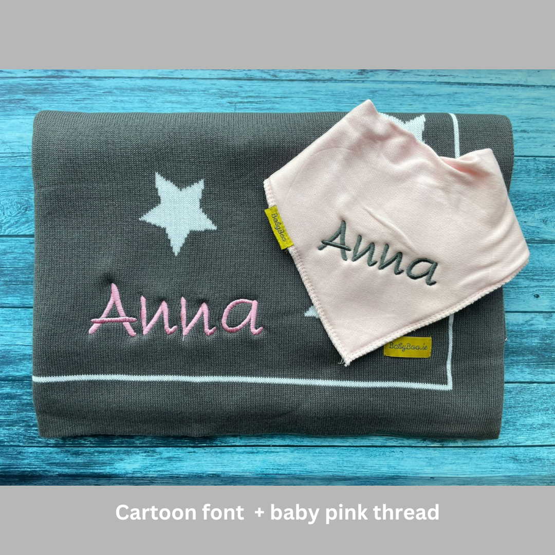 Organic cotton grey with khaki stars BlankieBoo