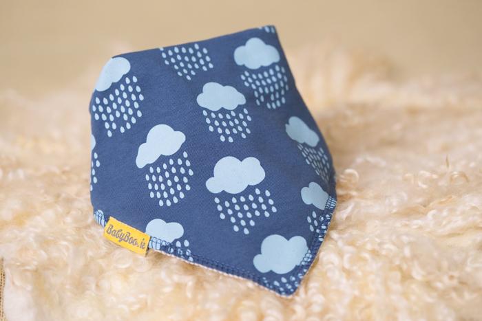 Teal rainclouds organic cotton DribbleBoo bandana bib