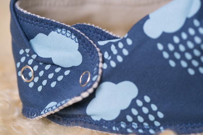 Teal rainclouds organic cotton DribbleBoo bandana bib