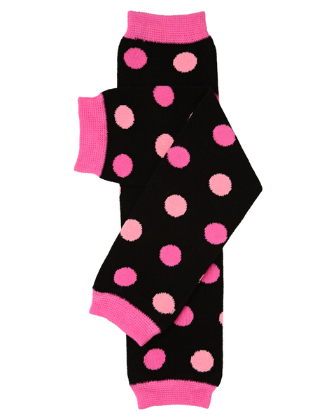 Pink on Black polka dot leg warmers