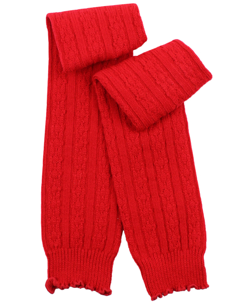 Red cable knit leg warmers