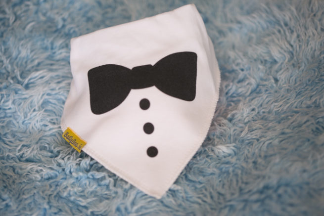 white tuxedo bandana bib