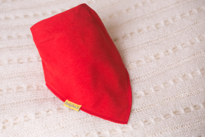 large red bandana bib