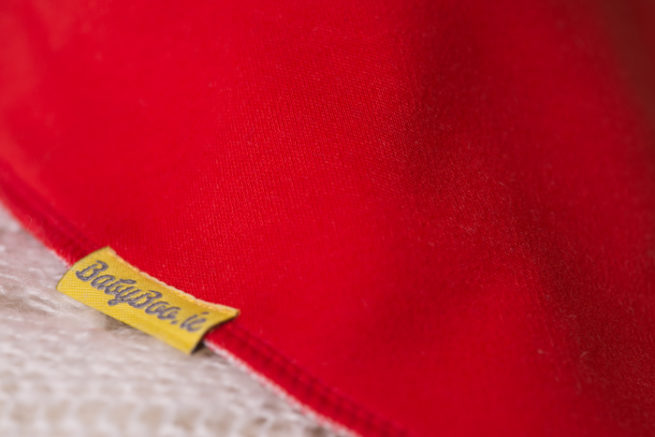 large red bandana bib