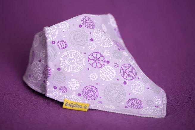 purple buttons bandana bib