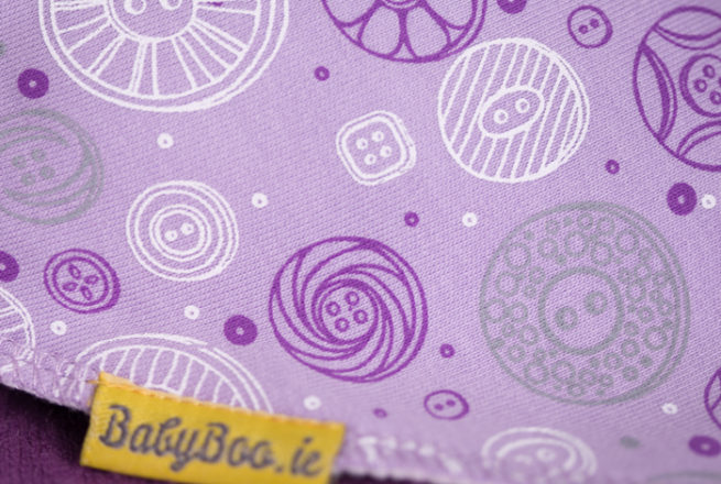 purple buttons bandana bib