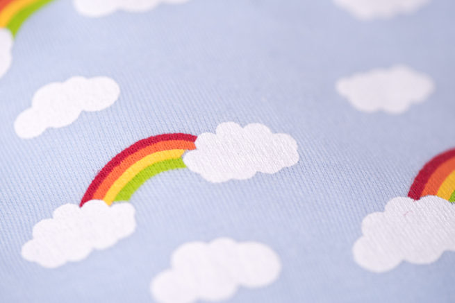 Clouds and rainbows bandana bib